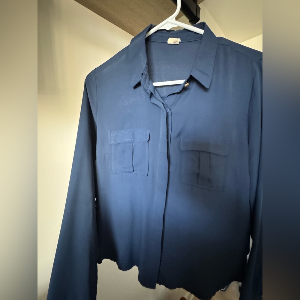 Navy Blue Button-Up Shirt